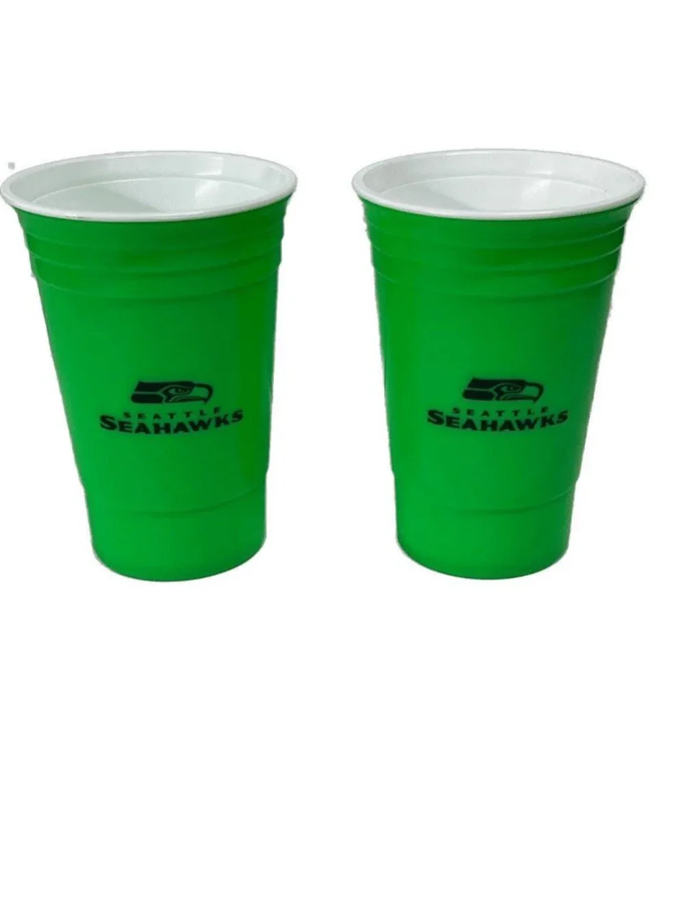 2x Seattle Seahawks NFL Football Plastic Cups Green Tailgate Party Picnic Dorm